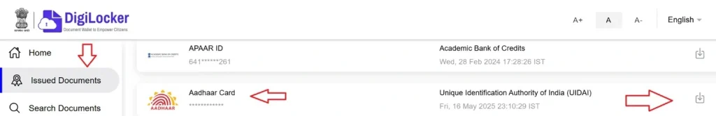 Aadhaar Card Download Via Digilocker