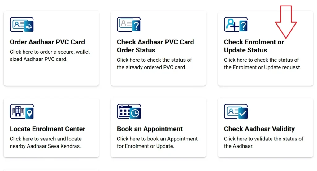 Check Aadhaar Enrollment And Update Status